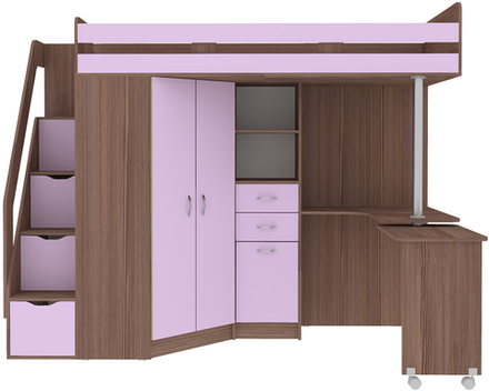 Кровать-чердак КарИВи Мийа Люкс Бодего Темный Ирис