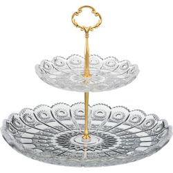 ФРУКТОВНИЦА 2-Х ЯРУСНАЯ "MUZA CRYSTAL" ДИАМЕТР=18/30 СМ. ВЫСОТА=28,5 СМ. (КОР=6ШТ.)