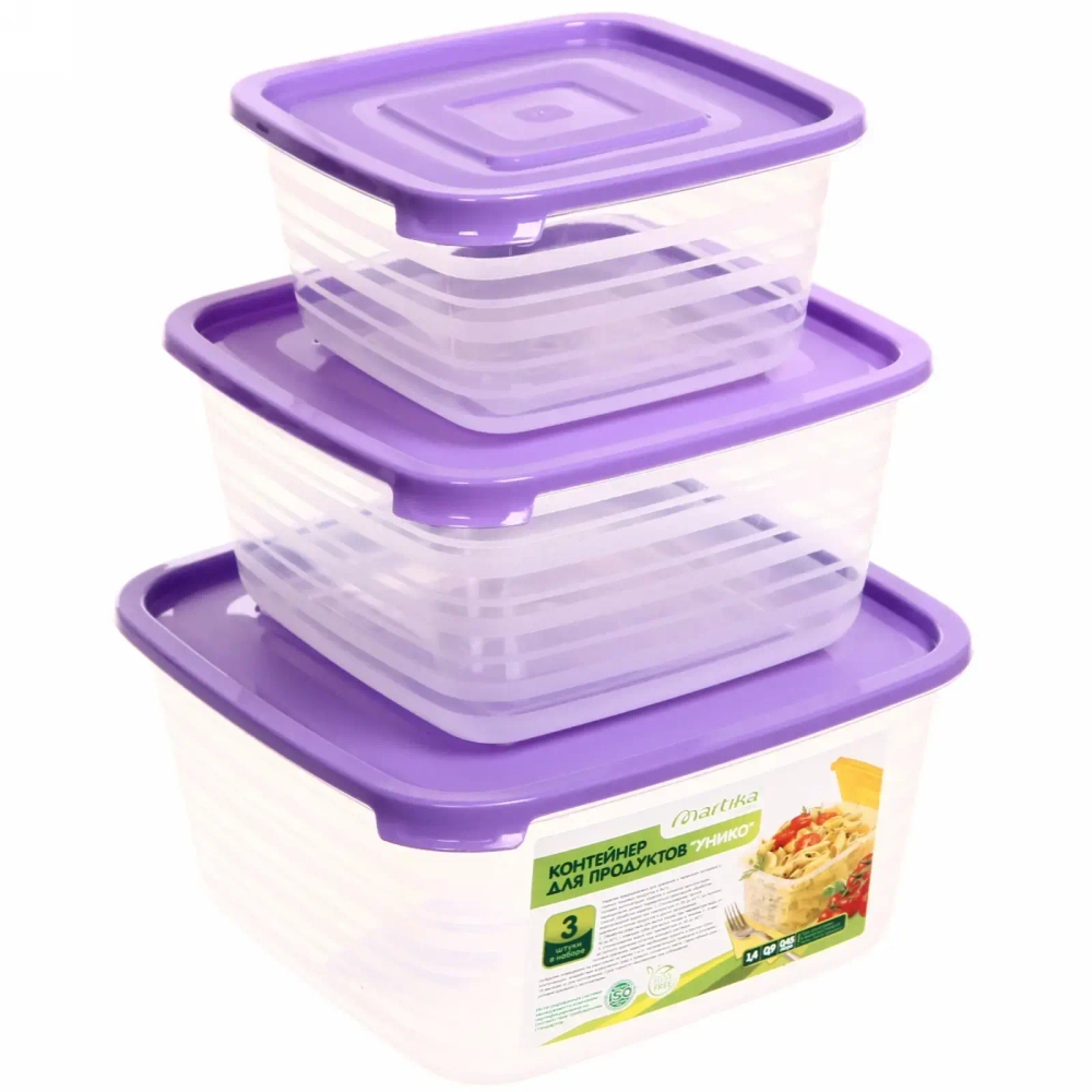 Набор контейнеров 3шт «Унико» (0,45л,0,9л,1,4л) С219