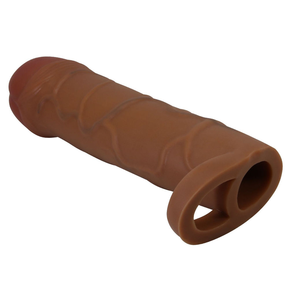 Коричневая насадка-удлинитель на пенис Bunion - 16,5 см. (Цвет: коричневый)