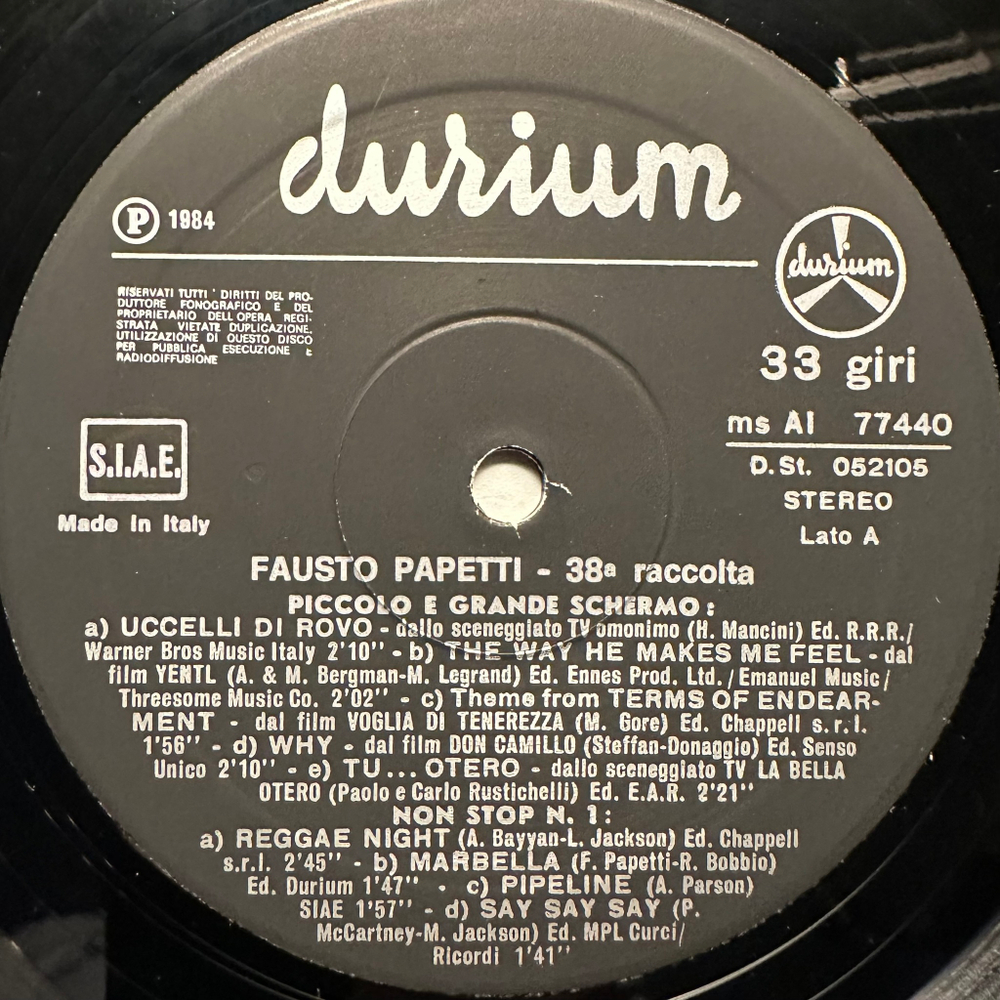 Fausto Papetti - 38a Raccolta (Италия 1984г.)