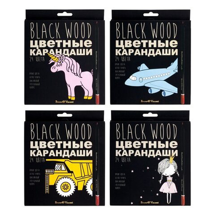 Карандаши цвет. 24цв  BV "BlackWoodColor"  пластиковые