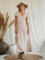 Платье из прошвы с запáхом (бежевое)