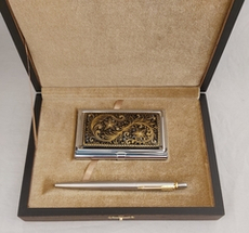 Набор №6 "Орнамент" визитница персональная, ручка