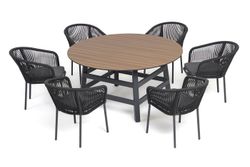 "Рио" обеденная группа на 6 персон, стол HPL "дуб", цвет темно-серый