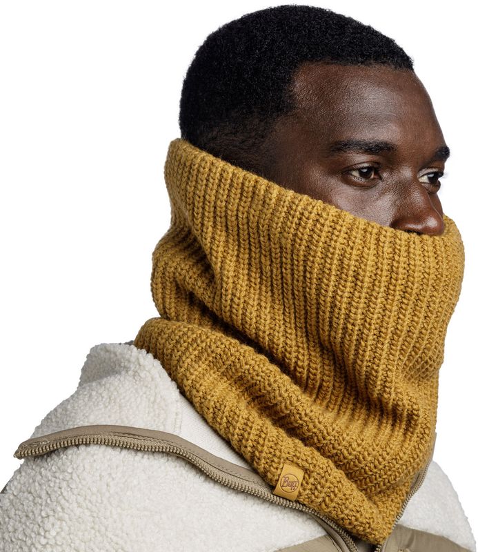 Вязаный шарф-труба с флисом Buff Knitted & Fleece Neckwarmer Jarn Ocher Фото 3