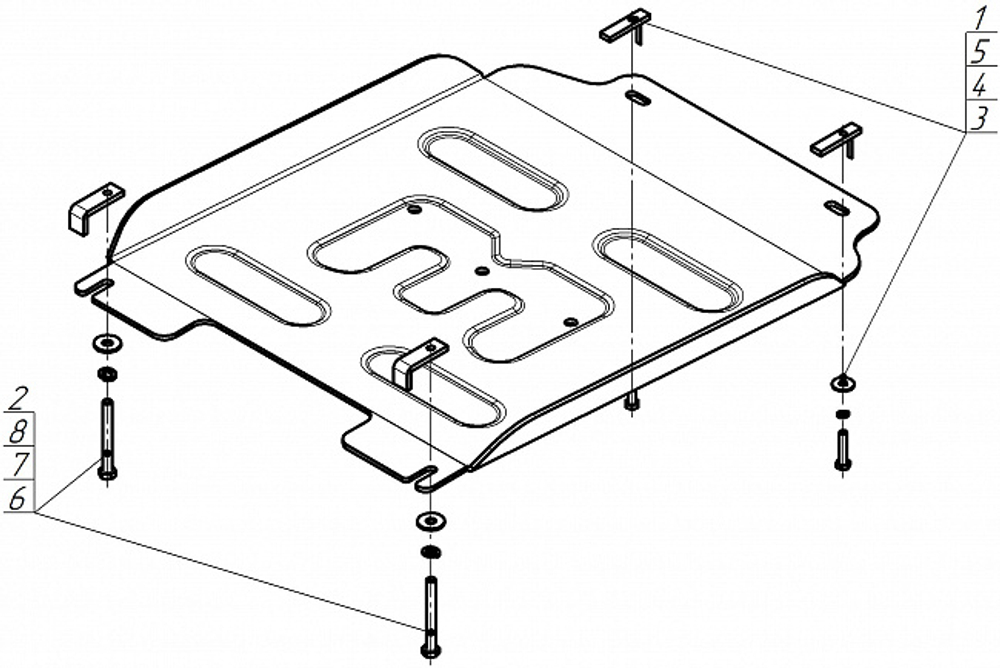 защита КПП. 5 мм, Алюминий. для Toyota Land Cruiser Prado 250 2023-н.в., Motodor.32533