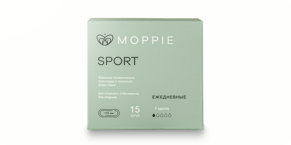 ПРОКЛАДКИ ЕЖЕДНЕВНЫЕ MOPPIE SPORT 155 ММ 15 ШТ