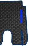 Ковры SCANIA 6 серии P (автомат), (экокожа, черный, синий кант, синяя вышивка)