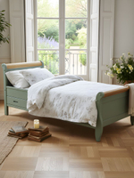 Кровать односпальная 90х200 Мелания с местом для хранения, ящик для белья, массив сосны и дуба, Dipriz