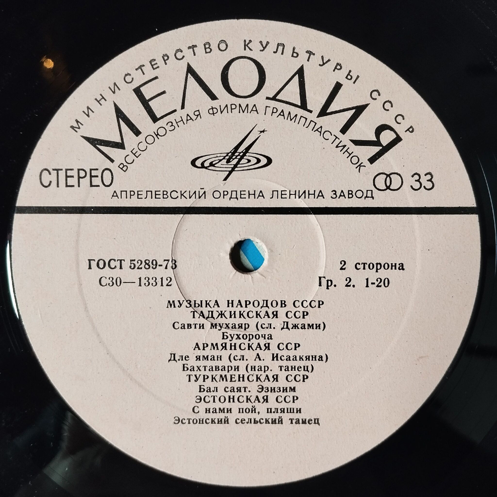 Винтажная виниловая пластинка LP Сборник Музыка Народов СССР Music Of The Peoples Of The USSR (СССР 1980)