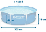 Каркасный бассейн 305х76 см Intex 28200, круглый семейный бассейн для дачи Metal Frame 4485 л