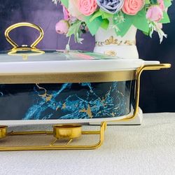 Lenardi 133-245 Мармит 38х23см с крышкой на подставке в под.уп.(х4)Фарфор