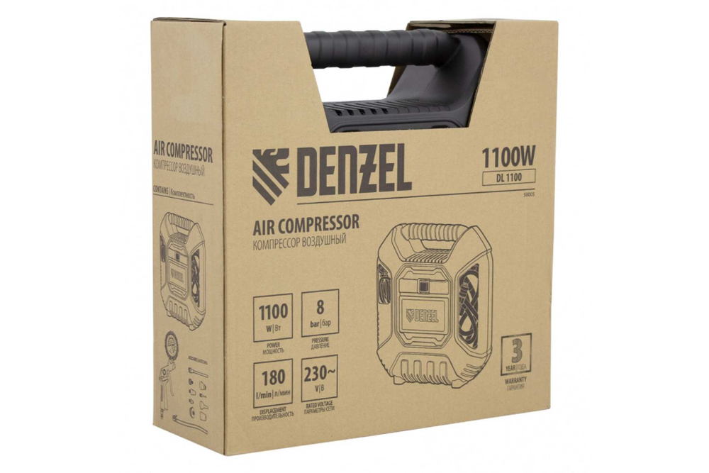 Компрессор безмасляный DENZEL DL1100 58005