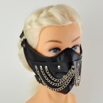 Чёрная кожаная маска с цепочками Шахерезада Sitabella BDSM 6053-1