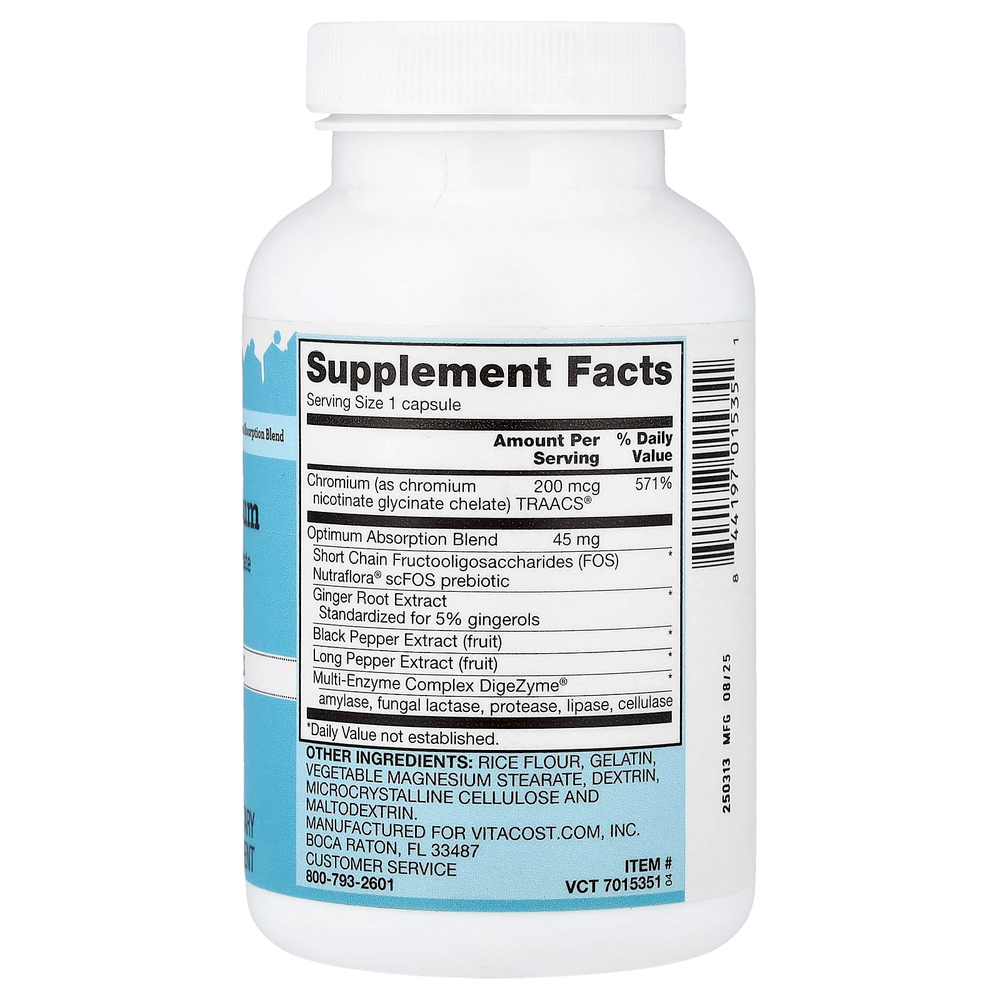 Vitacost, хелатный хром, Albion®, никотинат глицинат хрома, 180 капсул