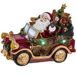 GAEM Фигурка декоративная "Дед Мороз на машине" с подсвет (2xAA н/п), L25 W12 H16 см