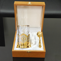 Чайный набор "Герб" ( злат.гравюра) в футляре