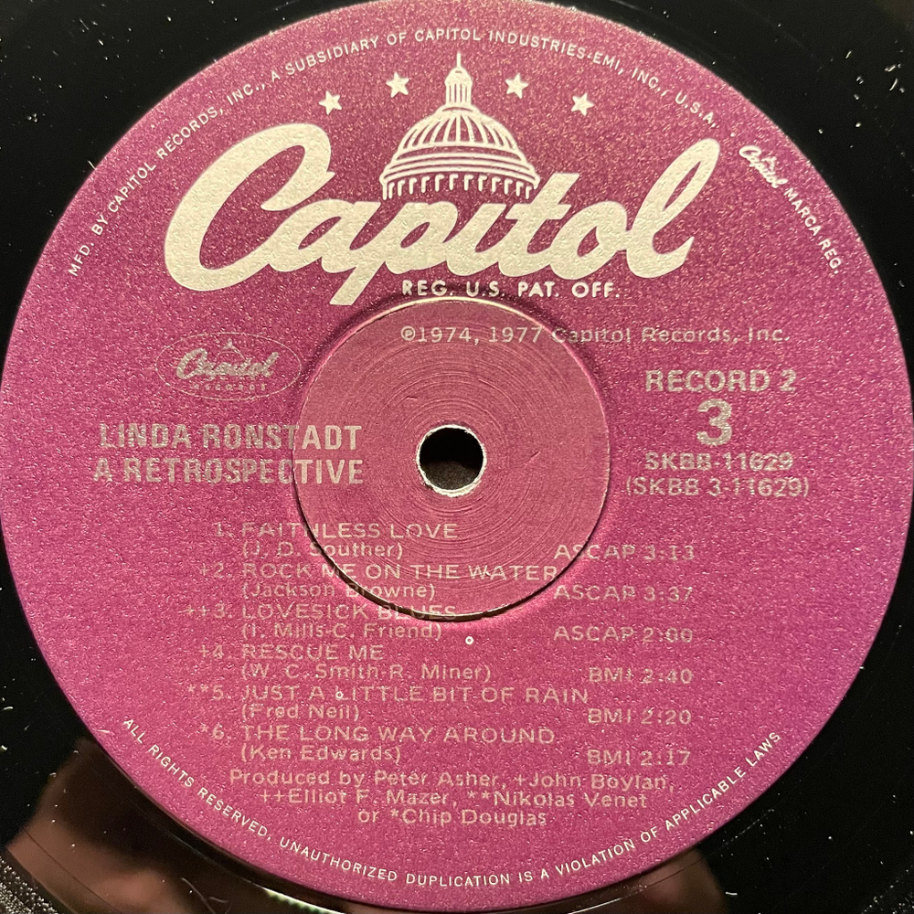 Linda Ronstadt ‎– A Retrospective 2LP (США 1977г.)