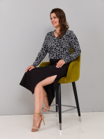 Лонгслив ЛНкл-080/черный-квадратбелый