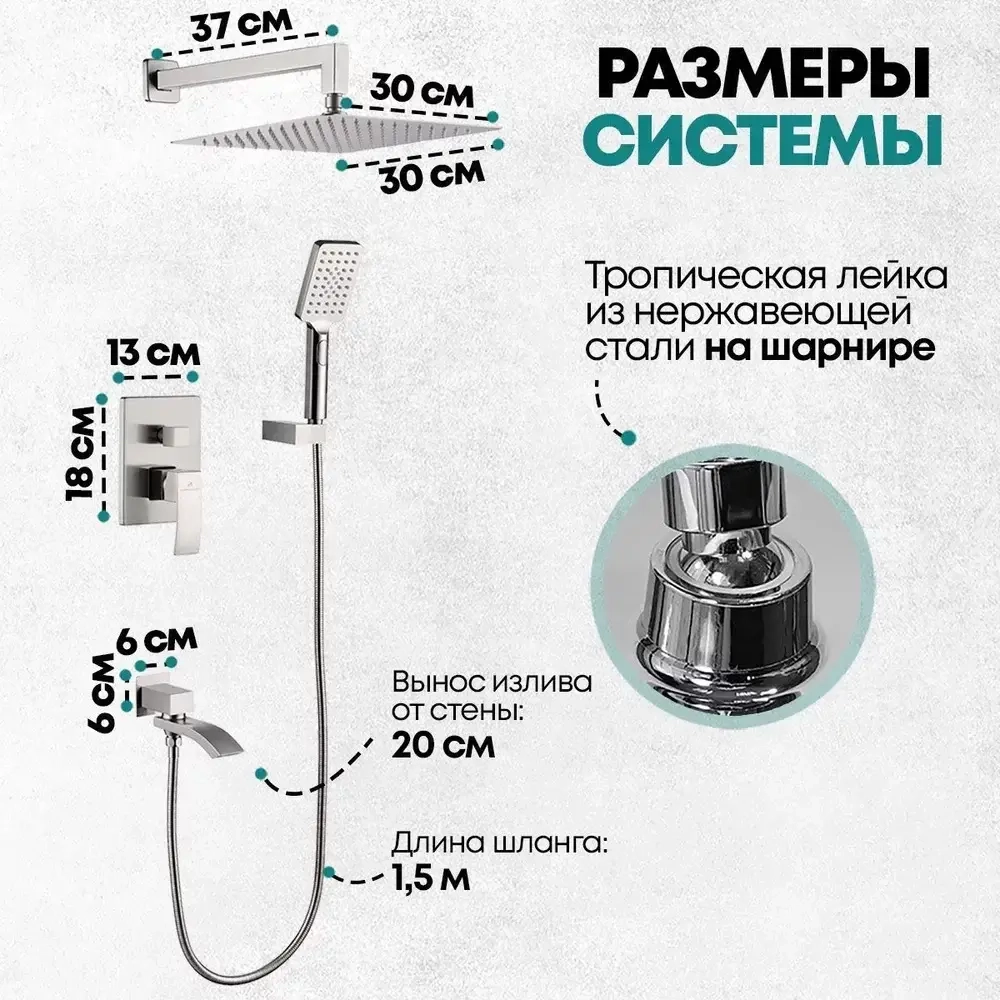 Душевая система Grocenberg GB5007 Никель