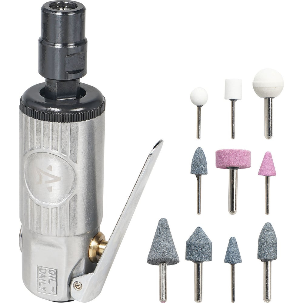 Шлифовальная машинка прямая пневматическая МИНИ с оснасткой 16 предметов в кейсе для хранения ATBR040 AIRLINE