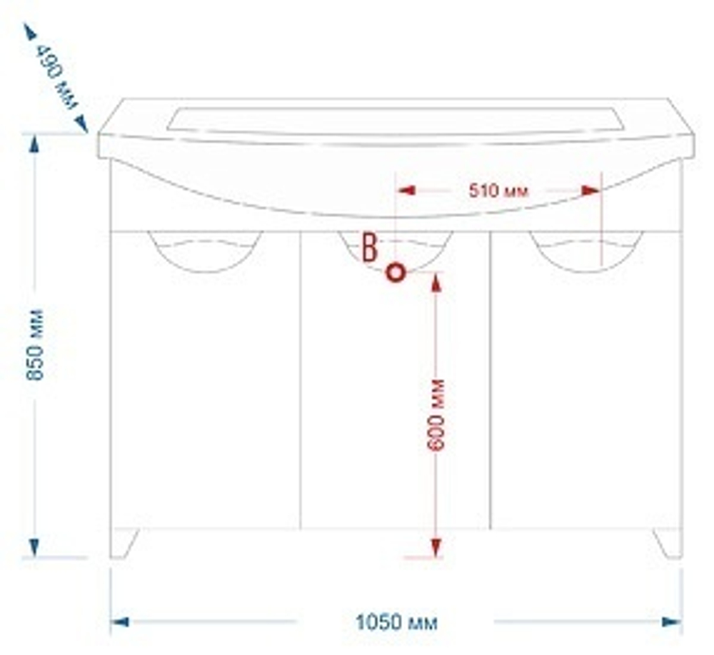 Тумба MISTY Лаванда -105 Тумба прямая c умывальником