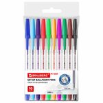 Ручки шариковые BRAUBERG "M-500", НАБОР 10 цветов, АССОРТИ, узел 0,7 мм, линия письма 0,35 мм, 143455