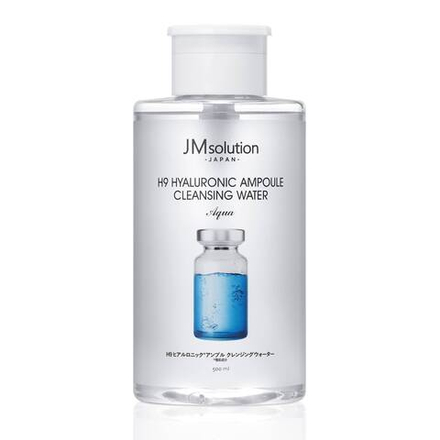 JM SOLUTION H9 HYALURONIC AMPOULE CLEANSING WATER AQUA Гиалуроновая очищающая вода 500мл