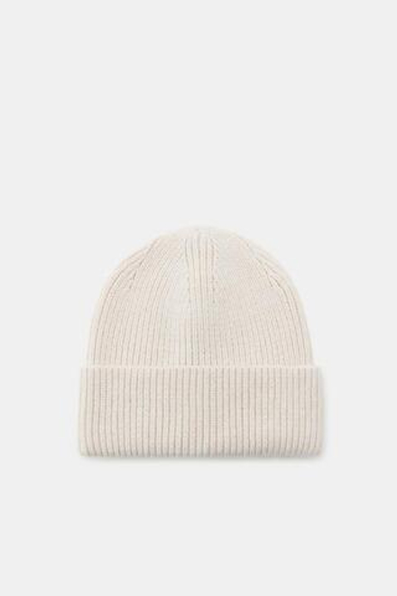 ZARA ШАПКА БИНИ В РУБЧИК, ЭКРЮ