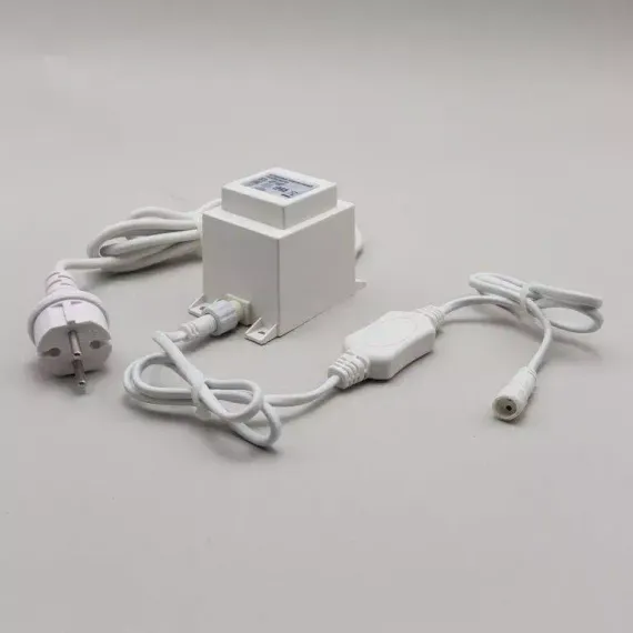 Трансформатор 60W с выпрямителем 24В., до 1000 LED, провод белый Каучук, IP65, LTC (PTR60-3A-W)