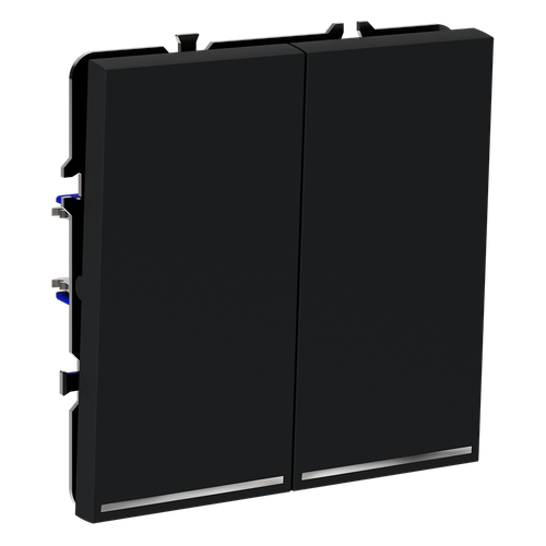 Проходной переключатель встраиваемый VOLTUM S70 двухклавишный с подсветкой 10А, (графит)