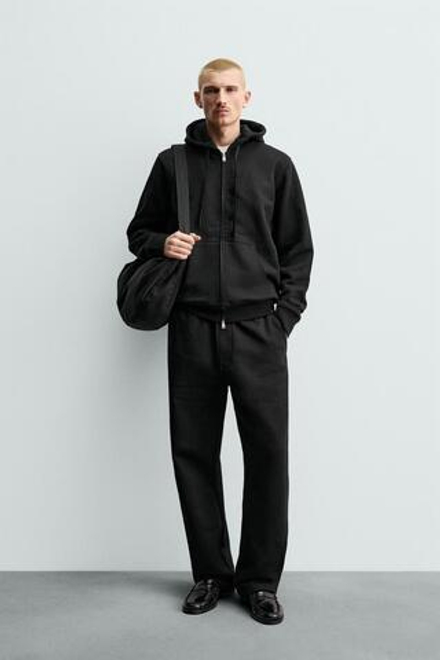 ZARA ДЖОГГЕРЫ REGULAR FIT ИЗ ПЛОТНОЙ ТКАНИ ORIGINS, ЧЕРНЫЙ