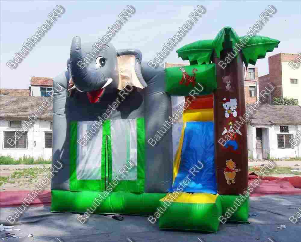 Коммерческий надувной батут "Слоник" с крышей