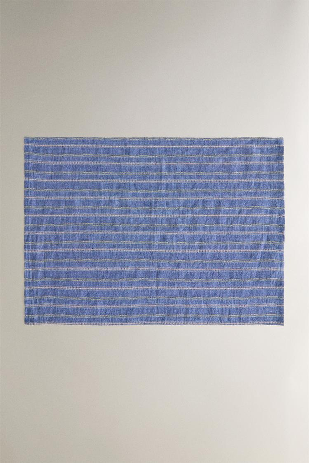 ZARA HOME ПОЛОСАТАЯ ЛЬНЯНАЯ САЛФЕТКА, СИНИЙ
