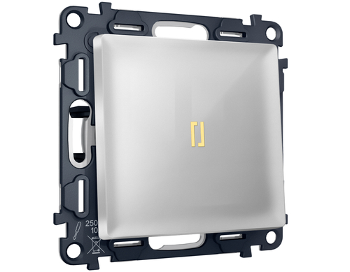 MA402030 Комплект механизма 1-кл проходного выключателя с подсветкой 3200K ALFA Серебро глянец QUANT (AP4020, VM105, G22Y)