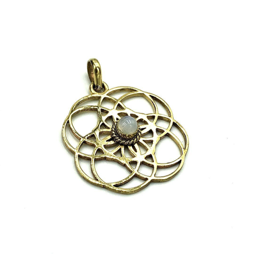 Подвеска Seed of Life лунный камень из латуни