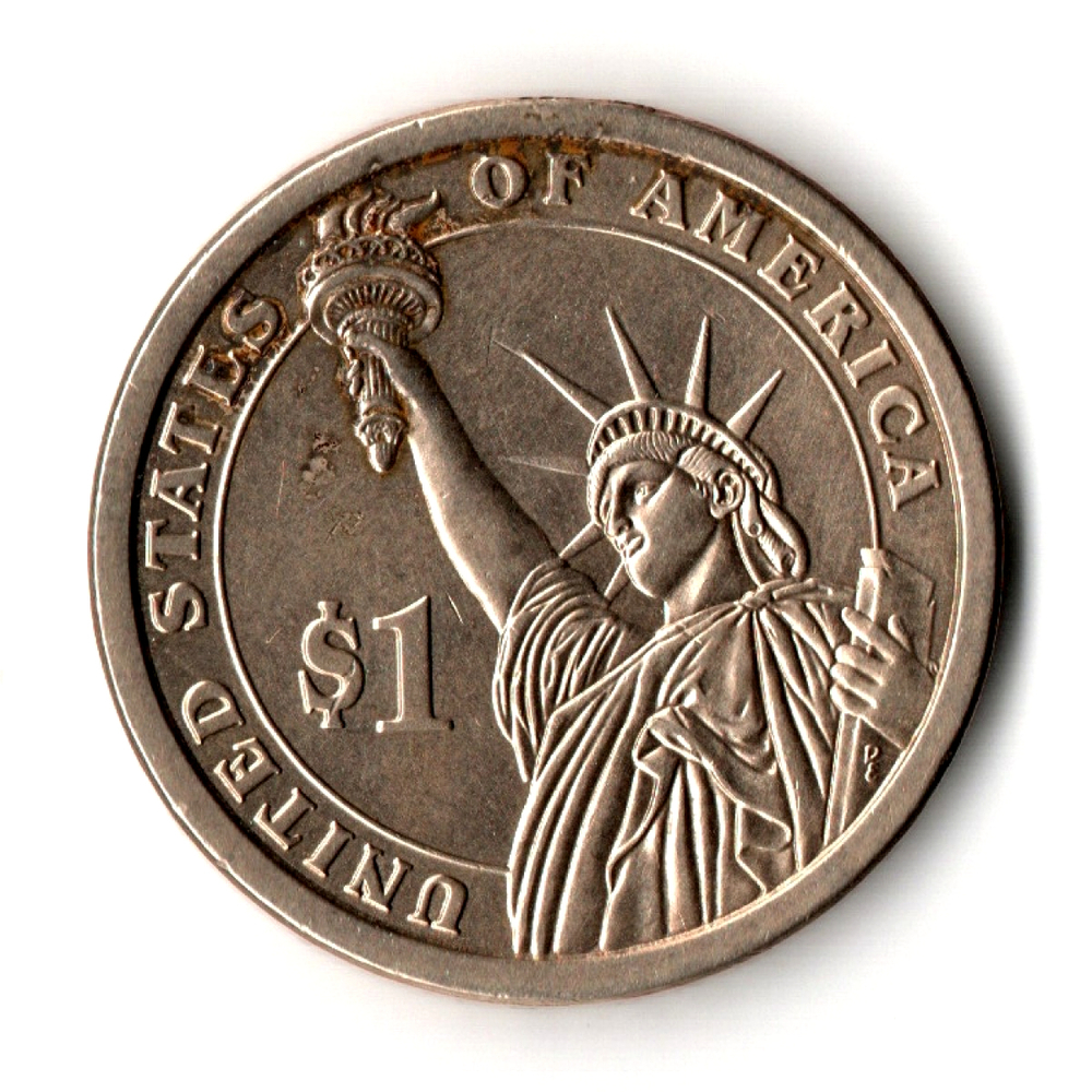1 доллар 2-й президент США Джон Адамс 2007 год (пятна) VF