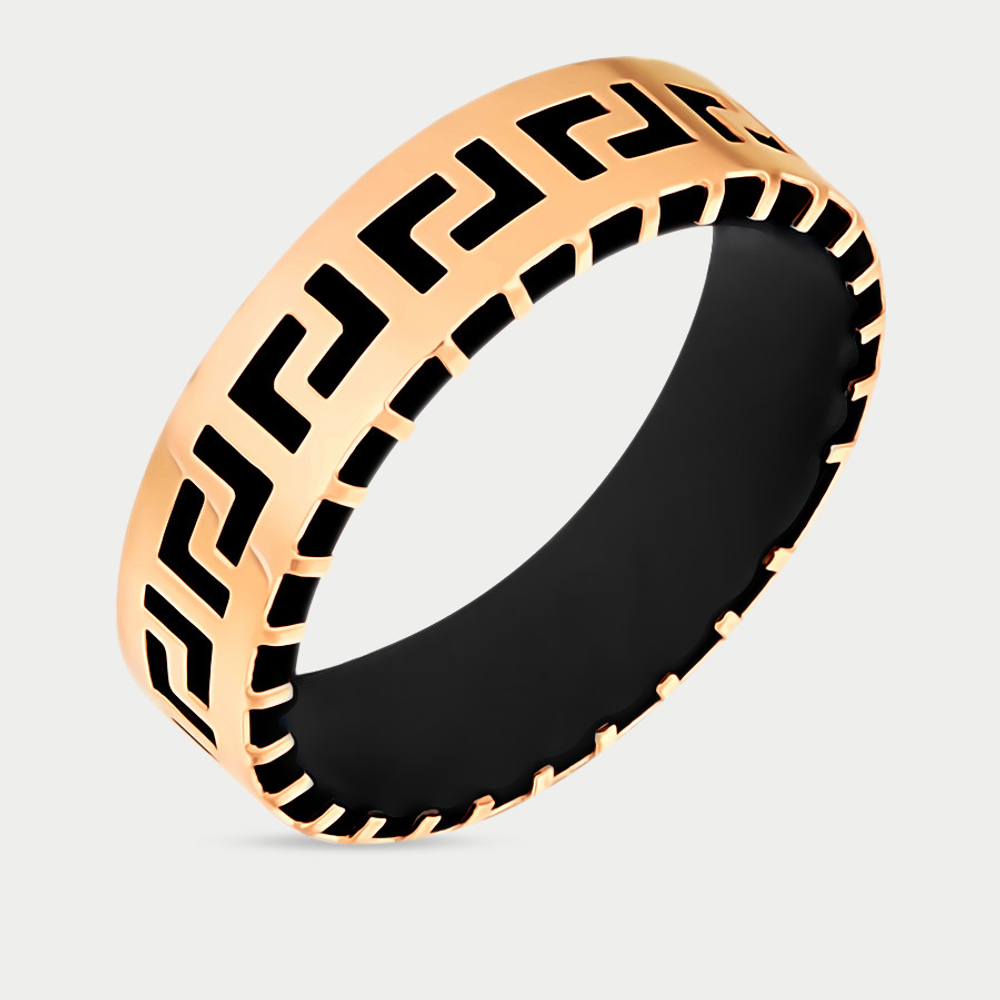 Кольцо из каучука и розового золота 585 пробы без вставок (арт. 03534К)