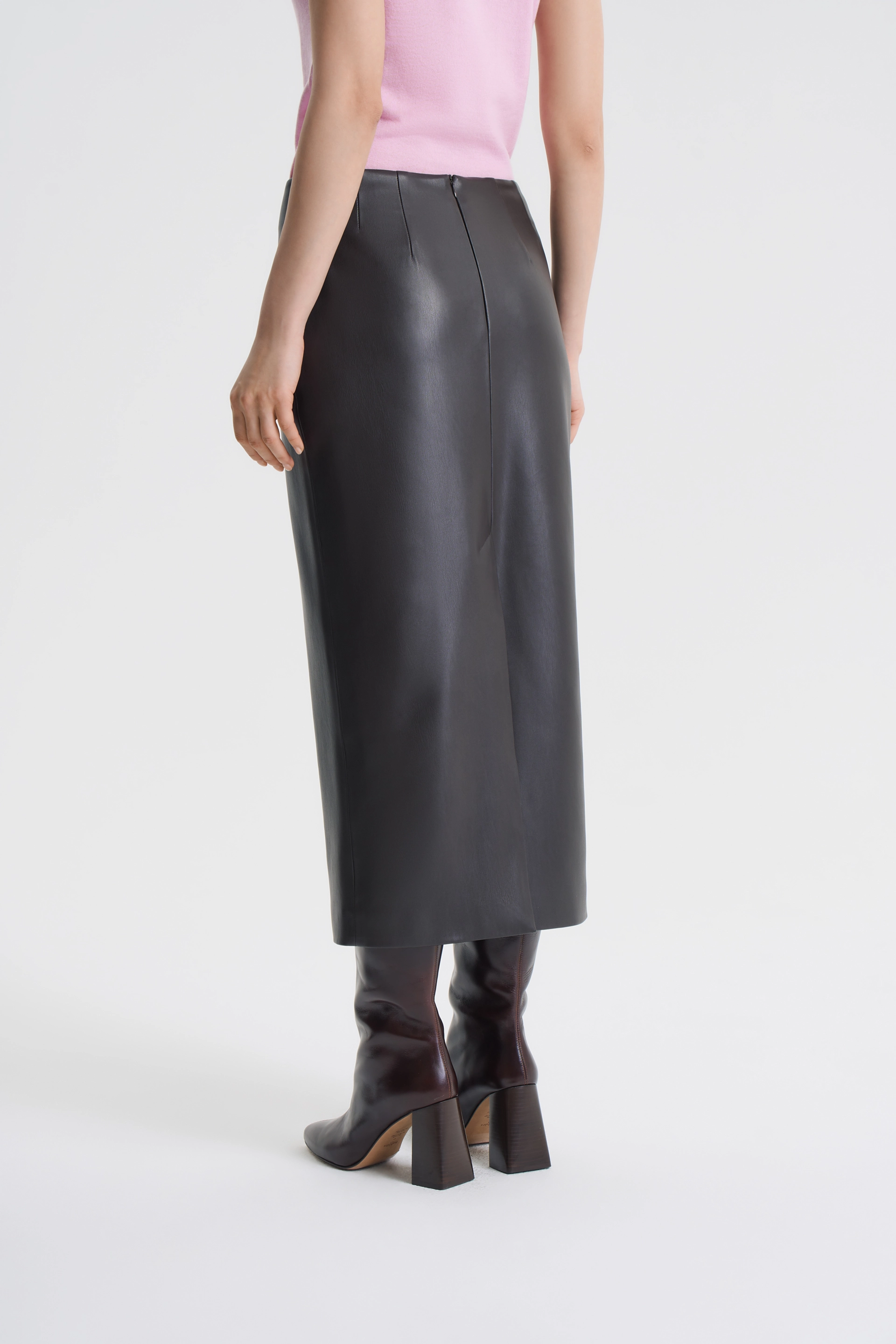 Юбка миди из экокожи