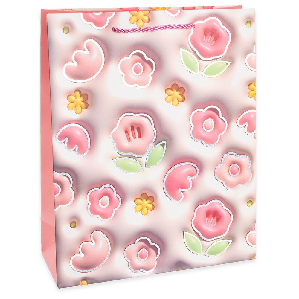Пакет подарочный, Цветочная россыпь, Дизайн №4, Металлик, 23*18*10 см, 1 шт.