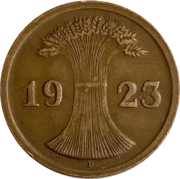 2 рентенпфеннига 1923 Германия "D" XF