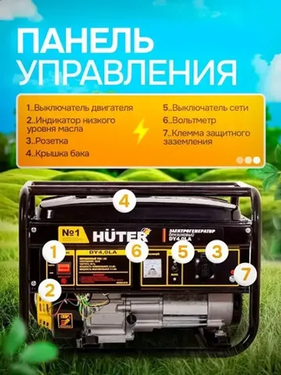 Генератор бензиновый Huter DY4,0LA (3 кВт, с ручным стартером) // ГАРАНТИЯ 1 ГОД