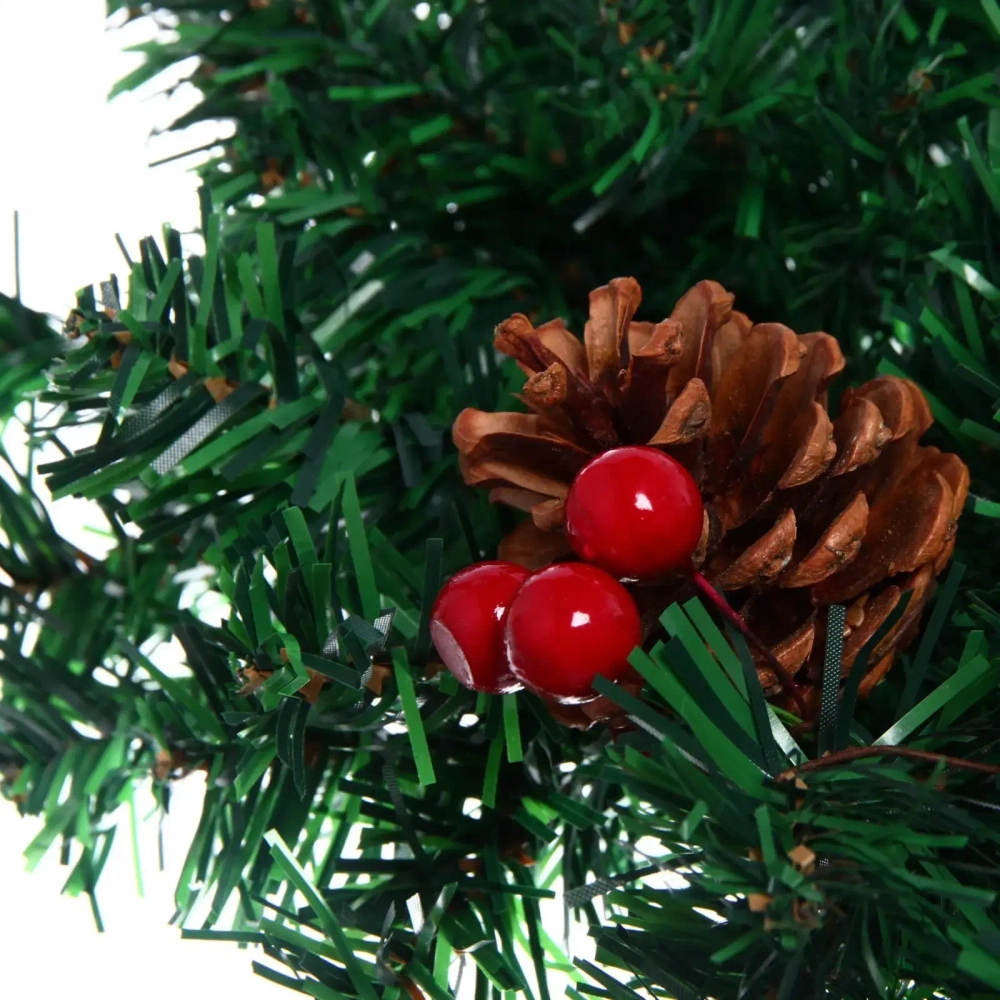 Венок новогодний ПВХ, с шишками и ягодами, d-40см