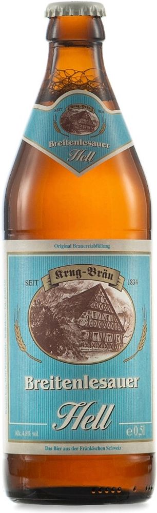 Пиво Круг-Брой Брайтенлезауэр Хелль / Krug-Brau Breitenlesauer Hell 0.5 - стекло