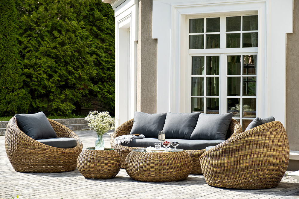 "Барселона" лаунж-зона из искусственного ротанга, цвет соломенный