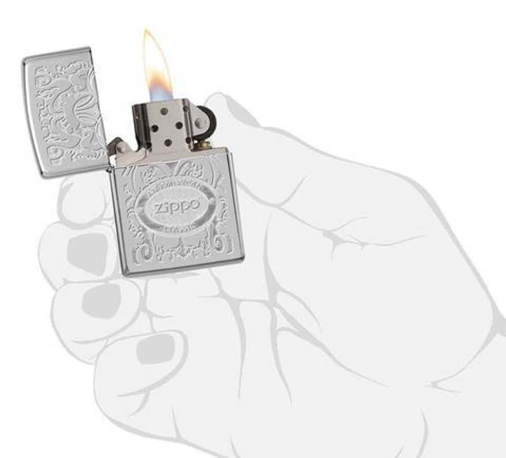 Зажигалка ZIPPO Classic High Polish Chrome™ со Штампом Crown Stamp™ Zippo на торце крышки ZP-24751