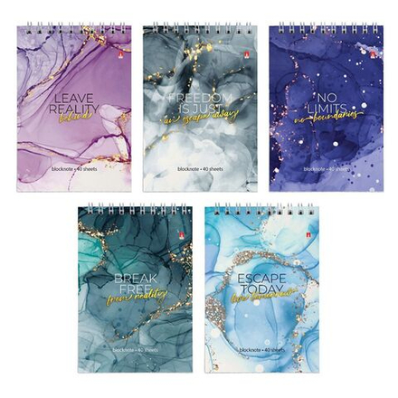 Блокнот А6 40л гребень "Мрамор" клетка