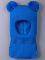 Шапка шлем зимняя вязаная с бубонами