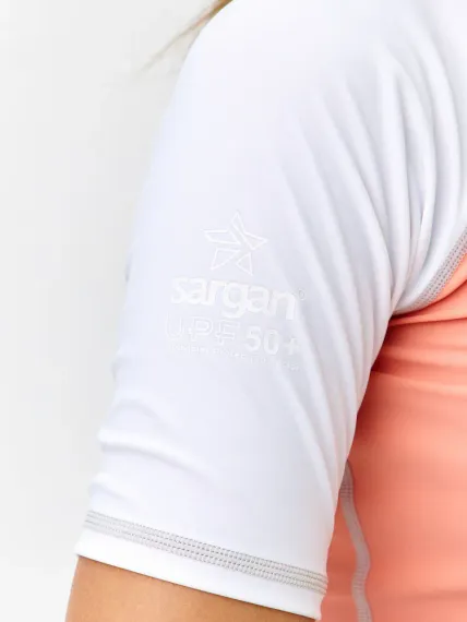 Футболка рашгард Sargan Агидель UPF 50+ женская св.персик/белый